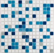Sky Blue Blend bathroom glass tile